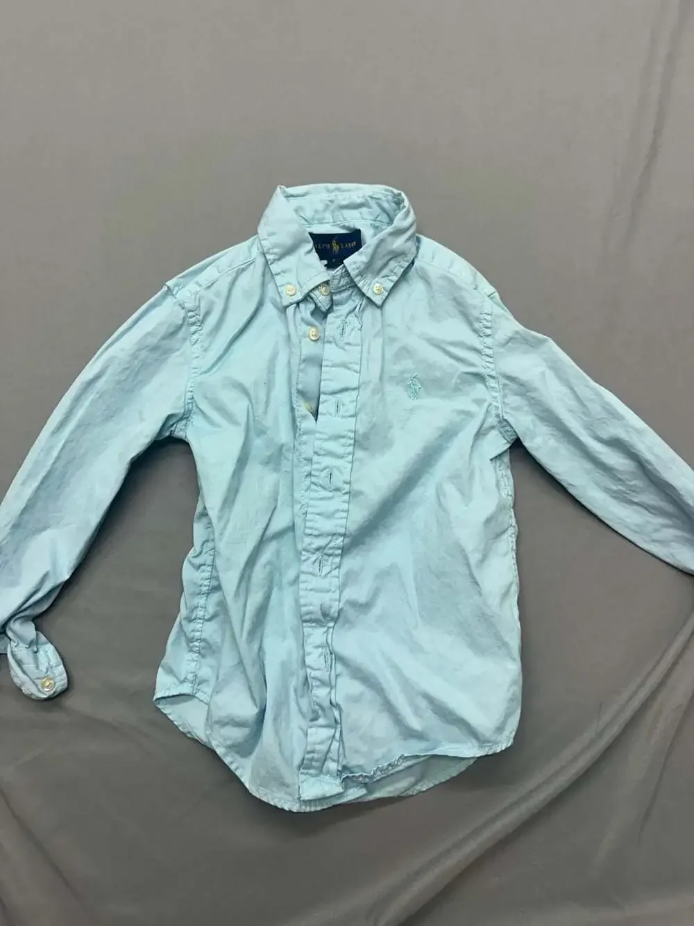 Ralph Lauren Boys Light Blue Long Sleeve Button-Down Oxford Shirt Size 4/4T
